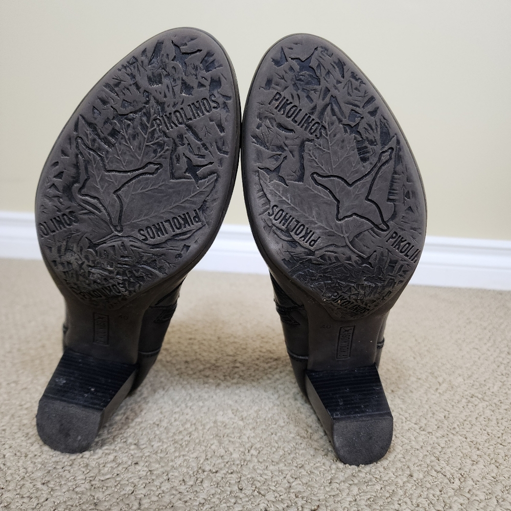 PIKOLINOS Black Leather Ankle Heel Boots Side Zip US 9-9.5 - Picture 9 of 12